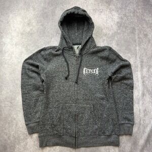 Cutler Athletics Women Gray Heathered Full Zip Logo Hoodie Large